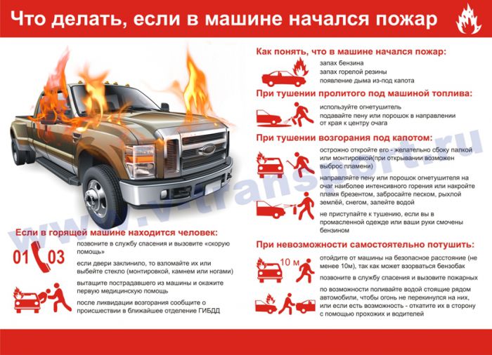 Правила пожарной безопасности в автомобилях